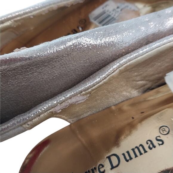 PIERRE DUMAS! GOLD LAME FABRIC W/GROSGRAIN + BOW & BEAD FOCAL PT.! SZ 8.5M - Picture 9 of 12